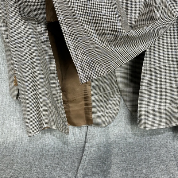 Canali Silk Wool Houndstooth Windowpane Brown Dual Vent Blazer Jacket 52 IT 42R - Picture 15 of 16